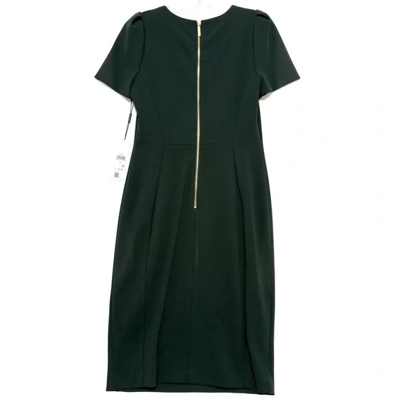 slim fit dress slacks Danica Pine Green Bamboo Poplin Striped Shirt Midi Dress main image 0